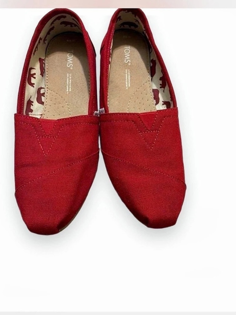 TOMS Classic Alpargata Red Slip-On Flats